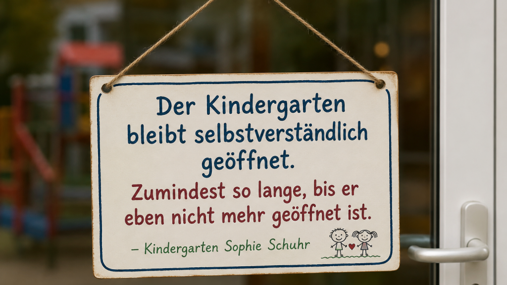 KI Generiertes Schild zur Schließung des Kindergartens Sophie Schur